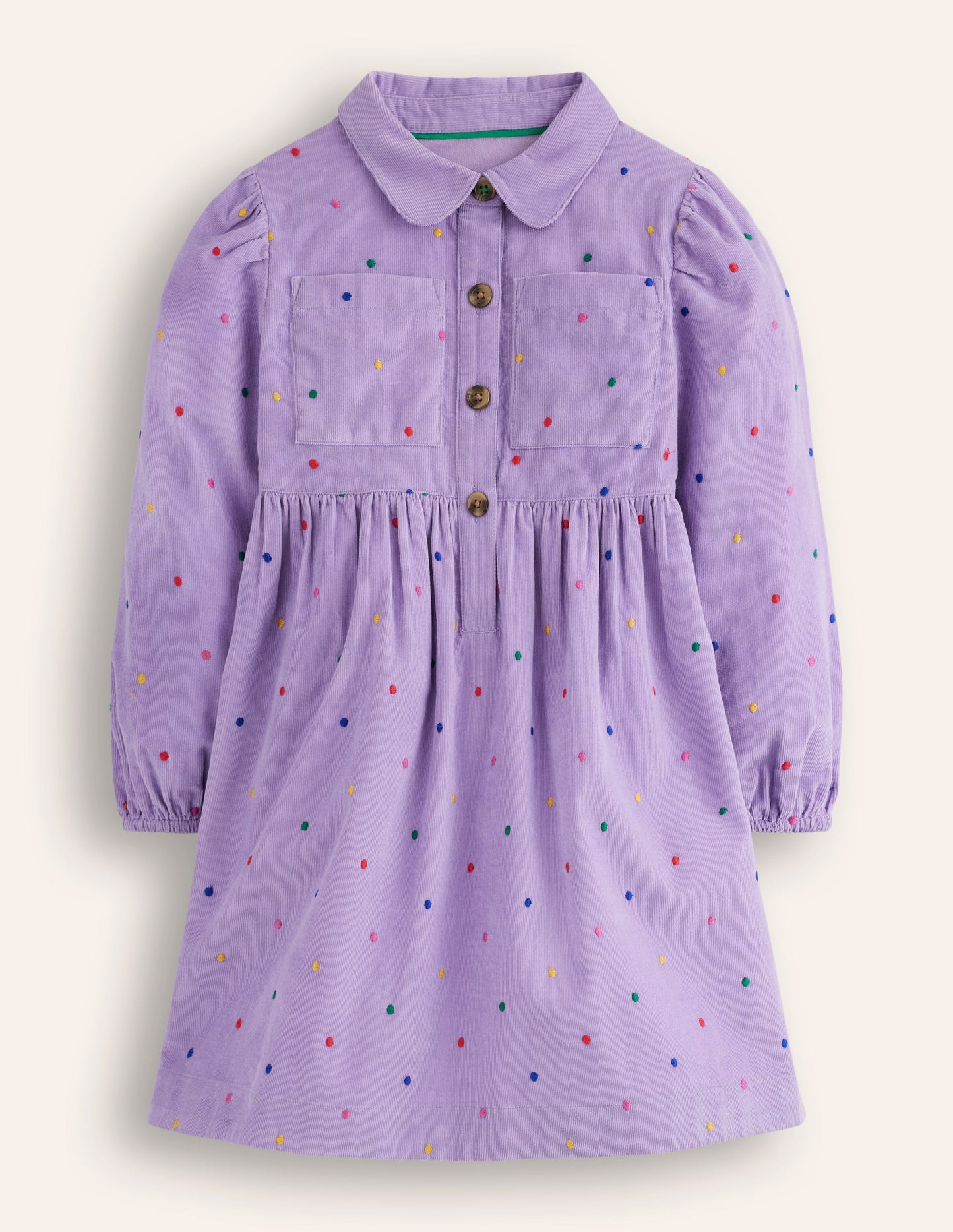 Aubrey Puff Sleeve Shirt Dress-Aster Purple Embroidered Spot