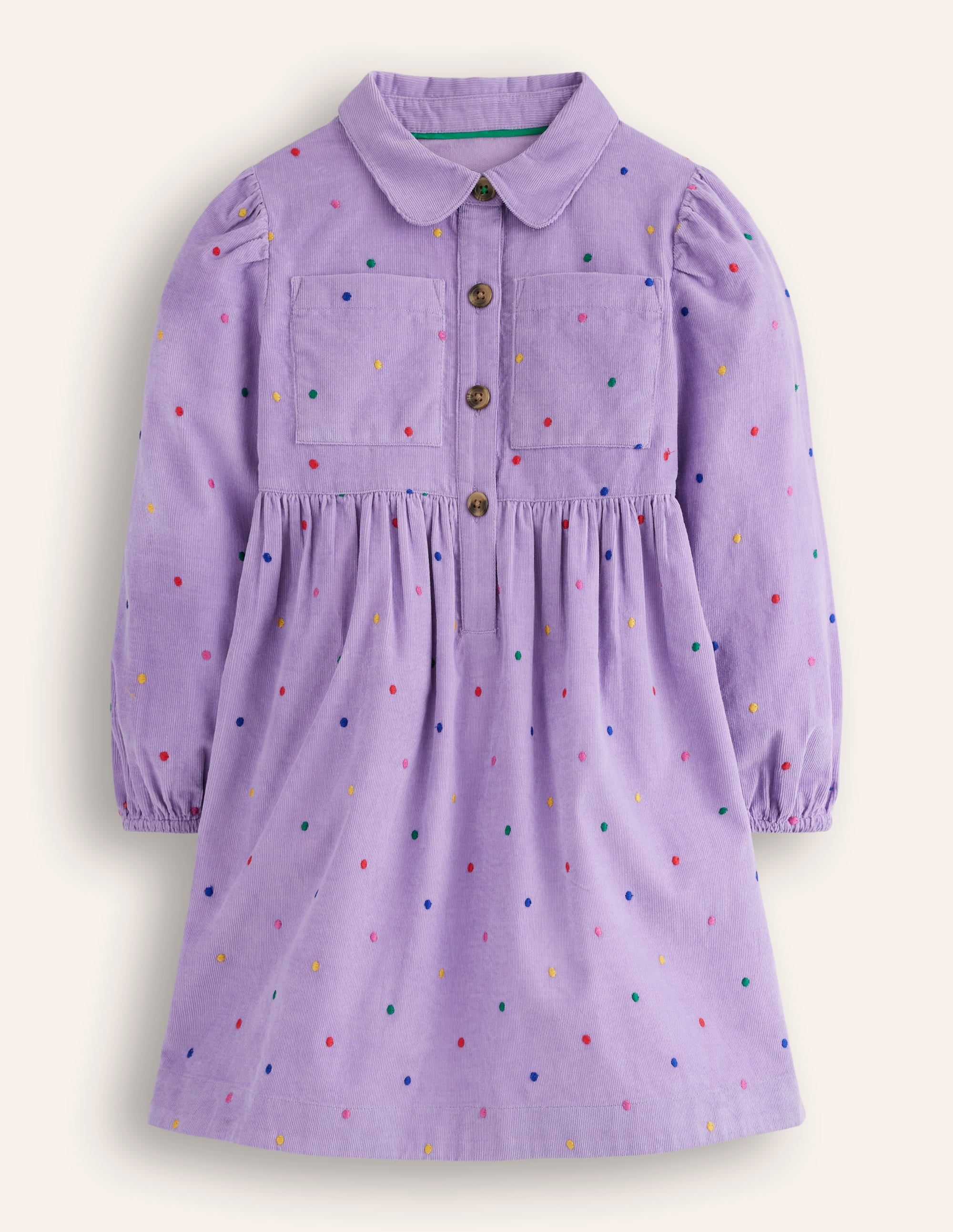 Aubrey Puff Sleeve Shirt Dress-Aster Purple Embroidered Spot - Image 3
