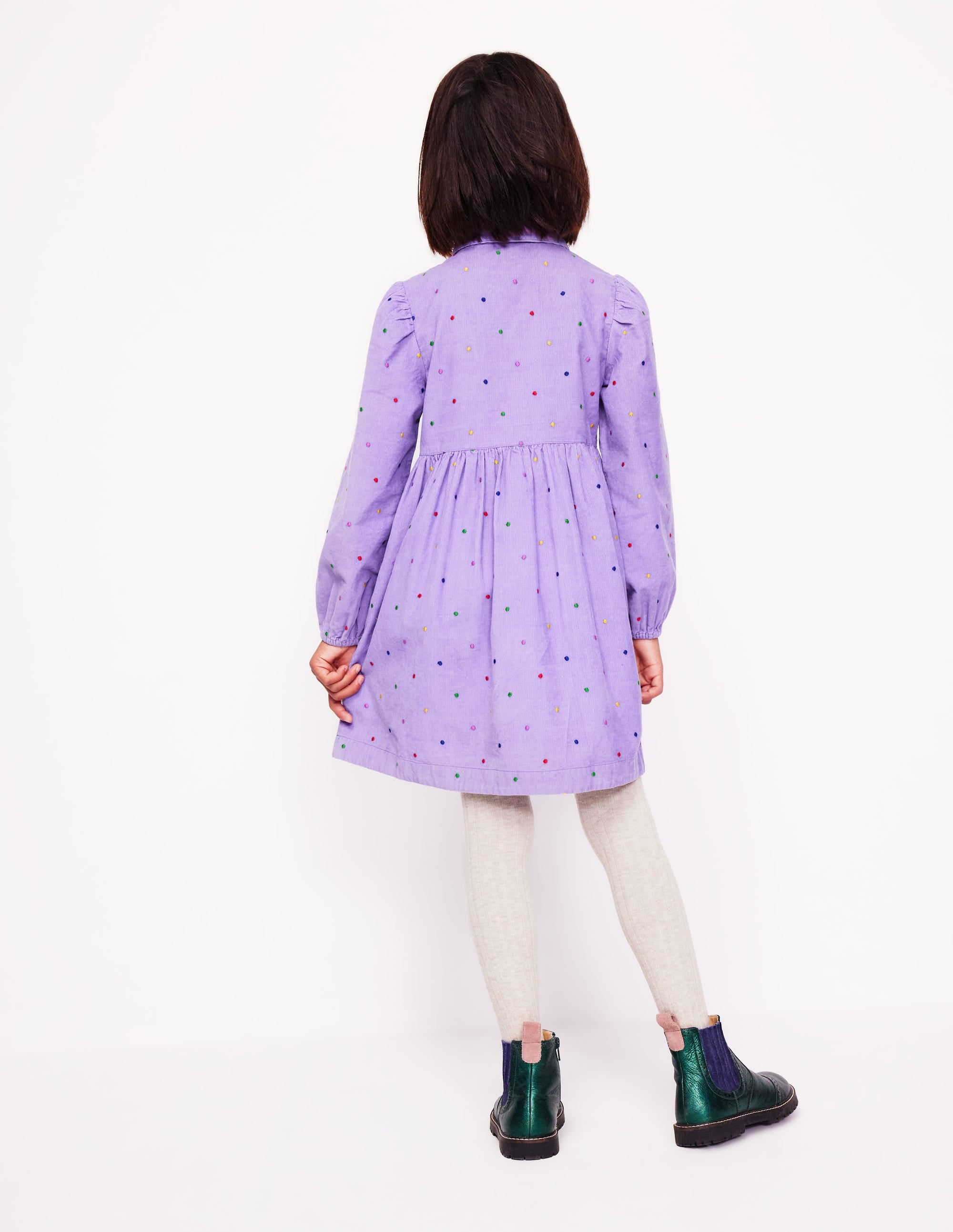 Aubrey Puff Sleeve Shirt Dress-Aster Purple Embroidered Spot - Image 2