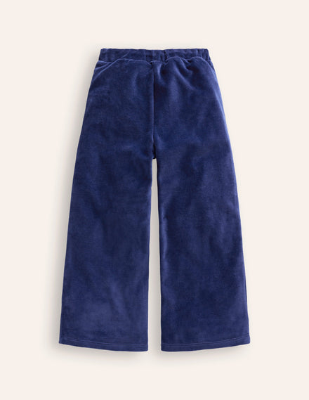 Heart Pocket Velour Sweatpants-Starboard Blue