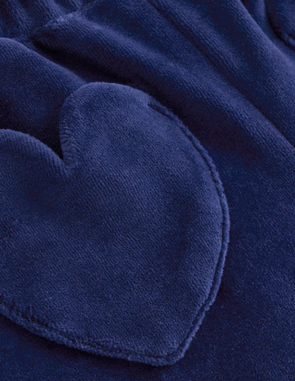 Heart Pocket Velour Sweatpants-Starboard Blue