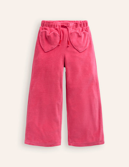 Heart Pocket Velour Sweatpants-Vintage Pink