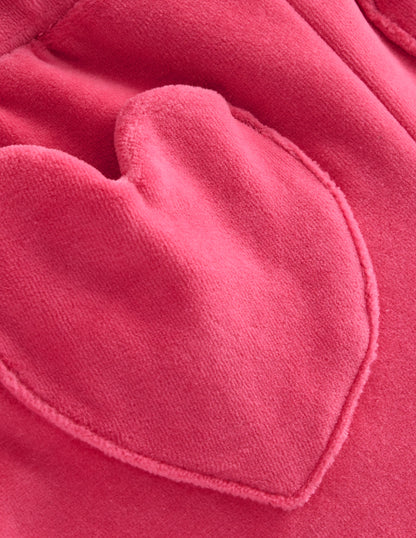 Heart Pocket Velour Sweatpants-Vintage Pink