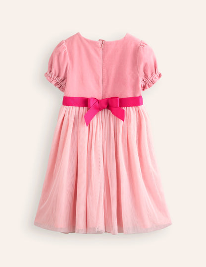 Ottilie Velvet Tulle Dress-Vintage Pink Autumn Leaves