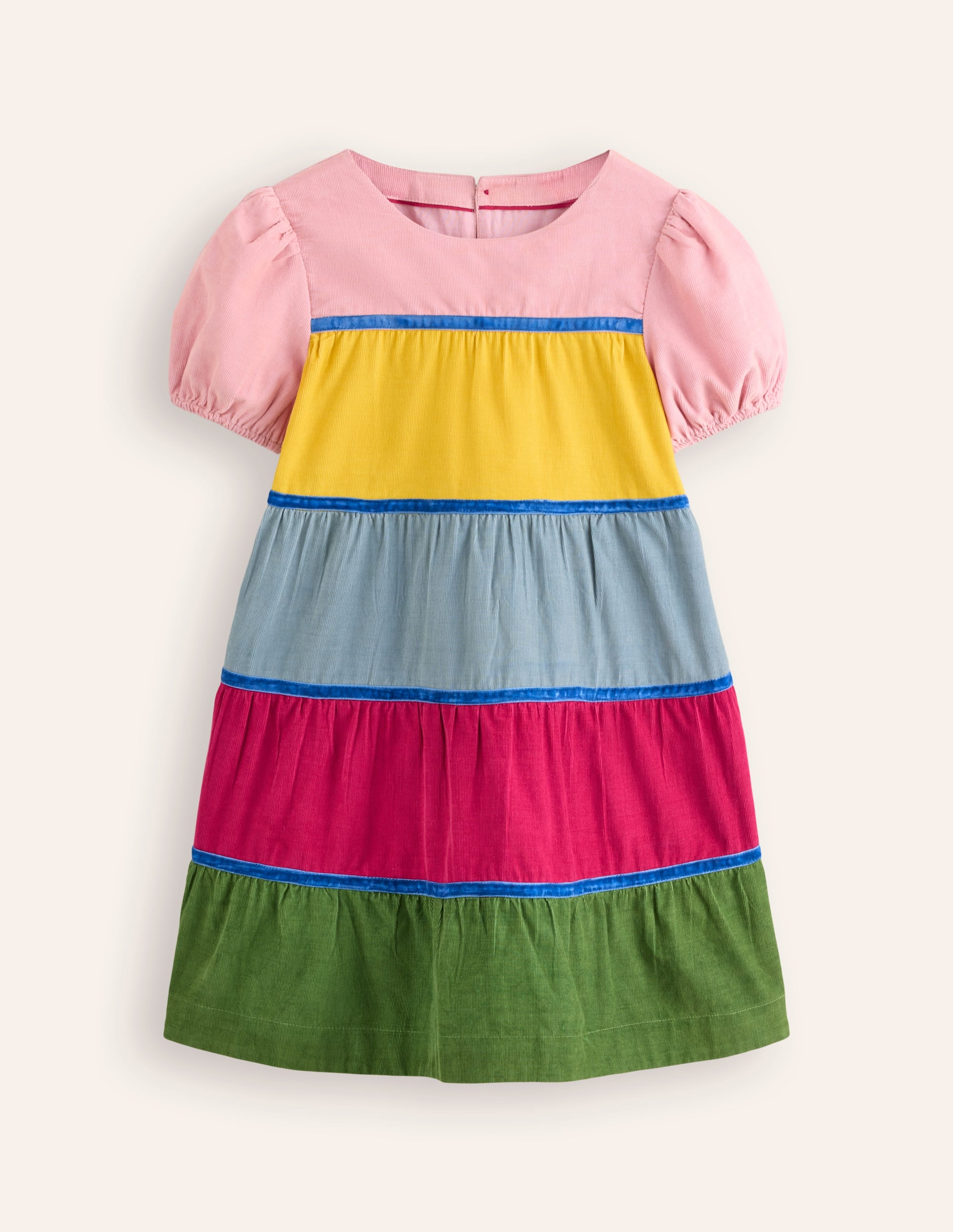 Cord Tiered Twirly Dress-Multi Rainbow - Image 1