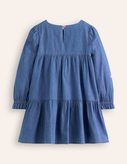 Betsy Tiered Twirly Dress-Mid Vintage Stars