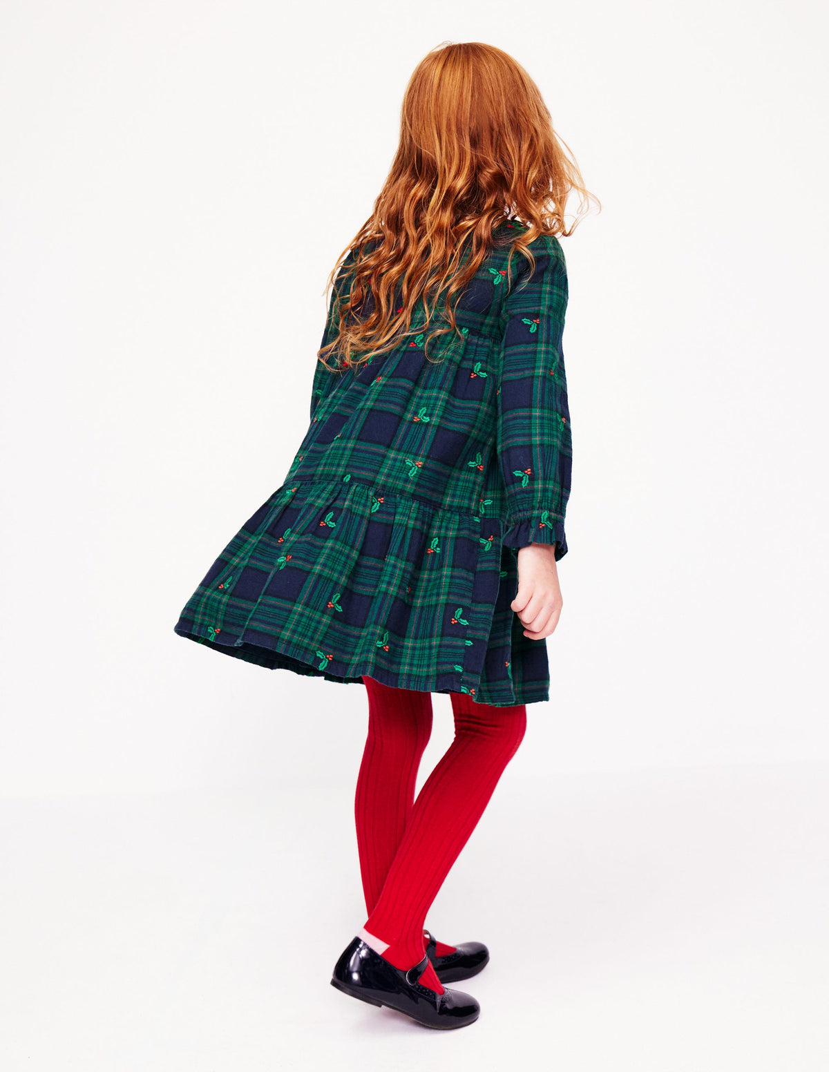 Betsy Tiered Twirly Dress-Blackwatch Check Holly - Image 2