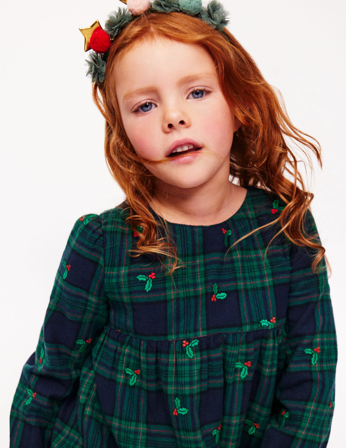 Betsy Tiered Twirly Dress-Blackwatch Check Holly - Image 3