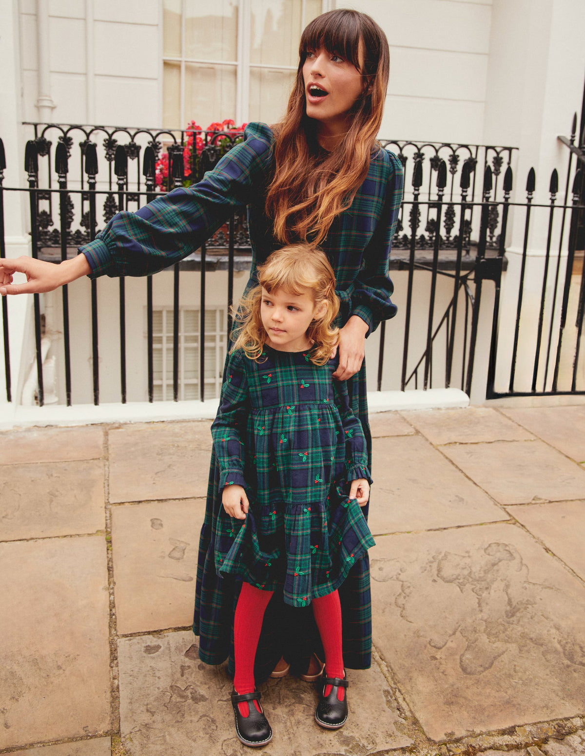 Betsy Tiered Twirly Dress-Blackwatch Check Holly - Image 8