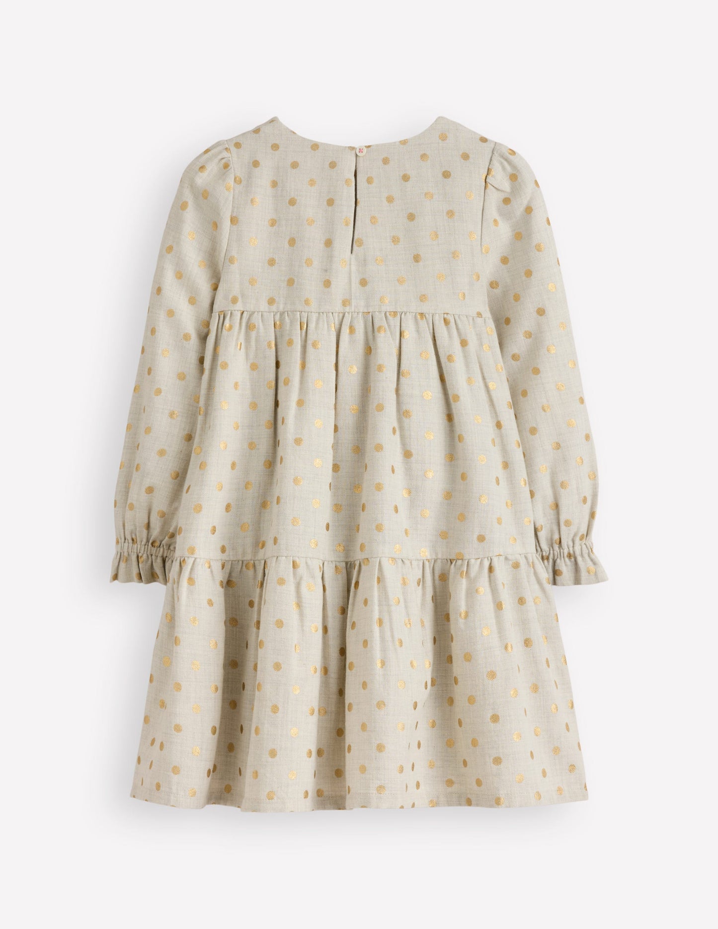 Betsy Tiered Twirly Dress-Oatmeal/Gold Spot