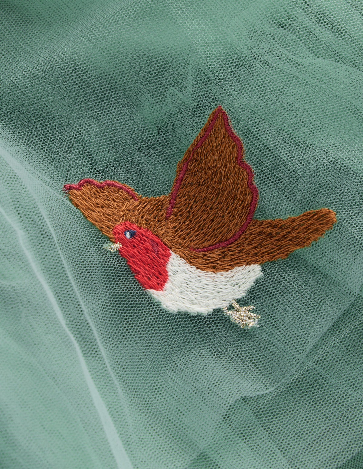Velvet Tulle Appliqué Dress-Eucalyptus Robins - Image 7