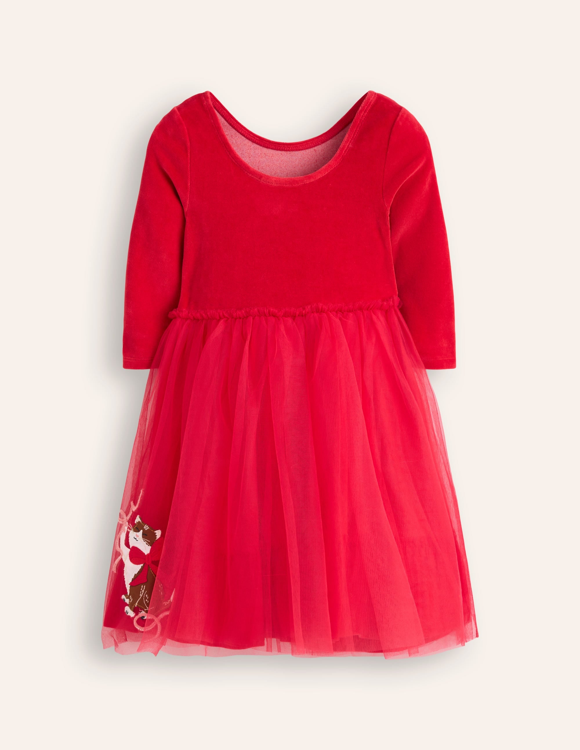 Velvet Tulle Appliqué Dress-Rouge Red Cats - Image 4