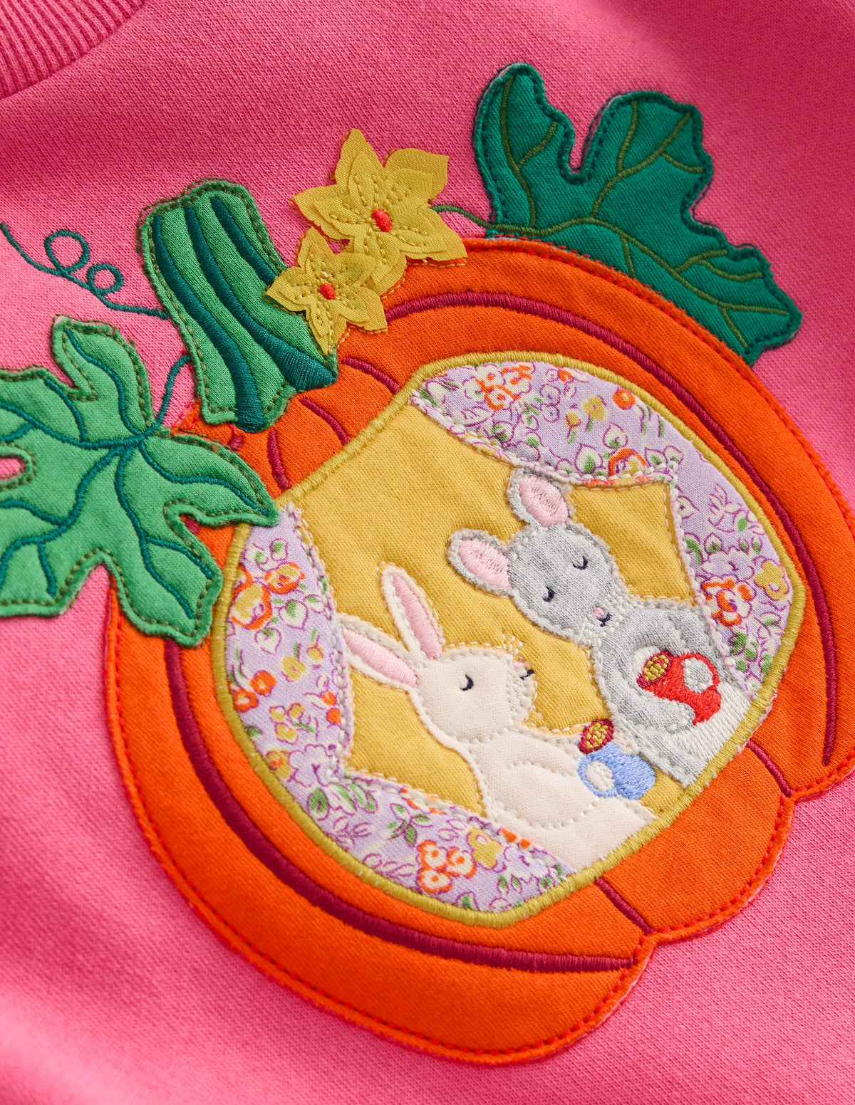 Appliqué Sweatshirt-Rose Petal Pink Pumpkin House - Image 3
