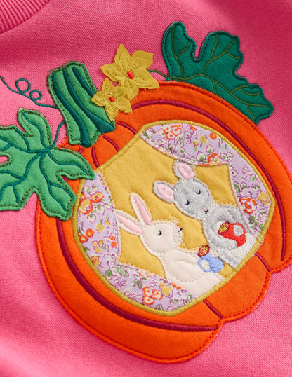 Appliqué Sweatshirt-Rose Petal Pink Pumpkin House