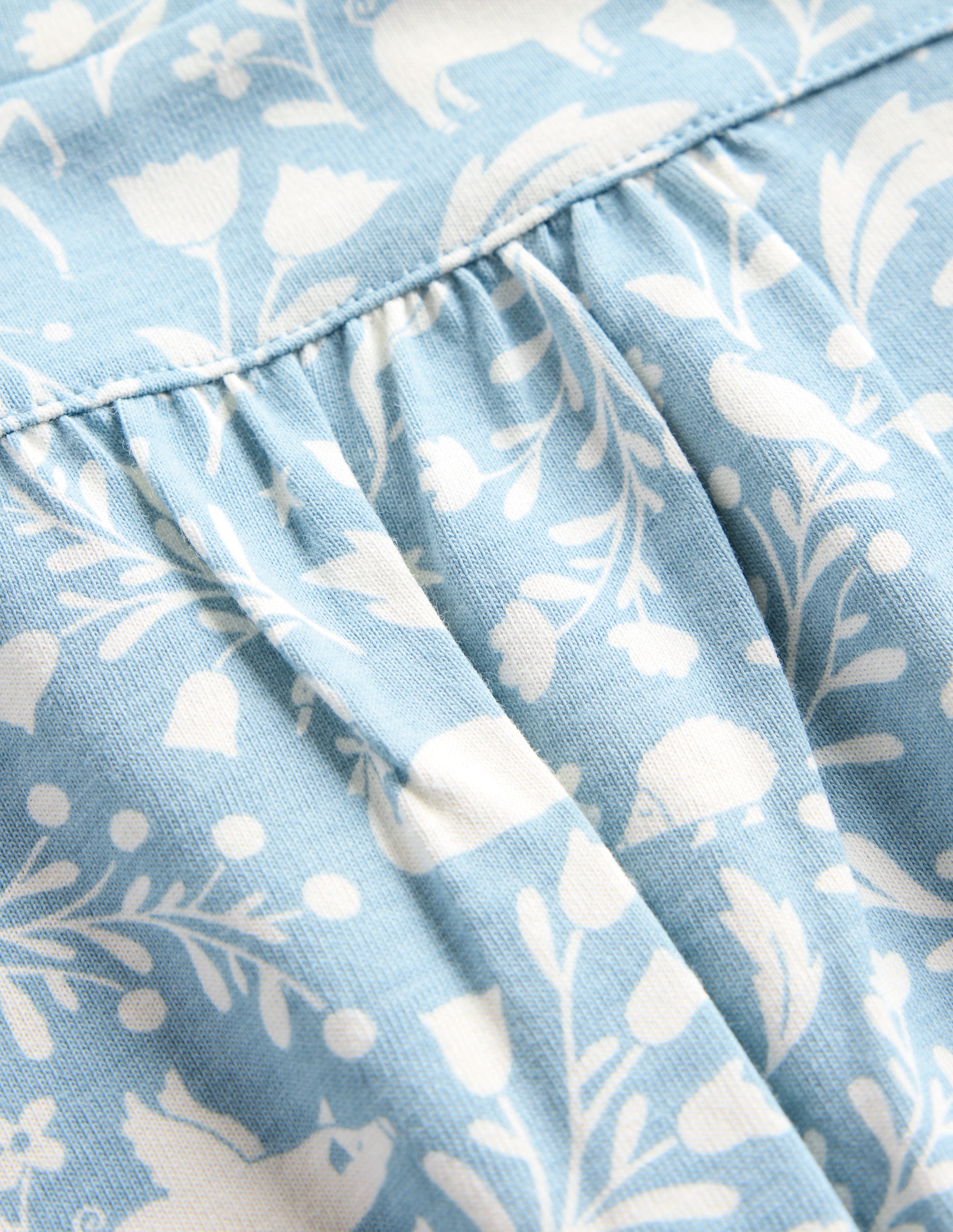 Printed Long-sleeved Nightie-Blue Unicorns - Image 3