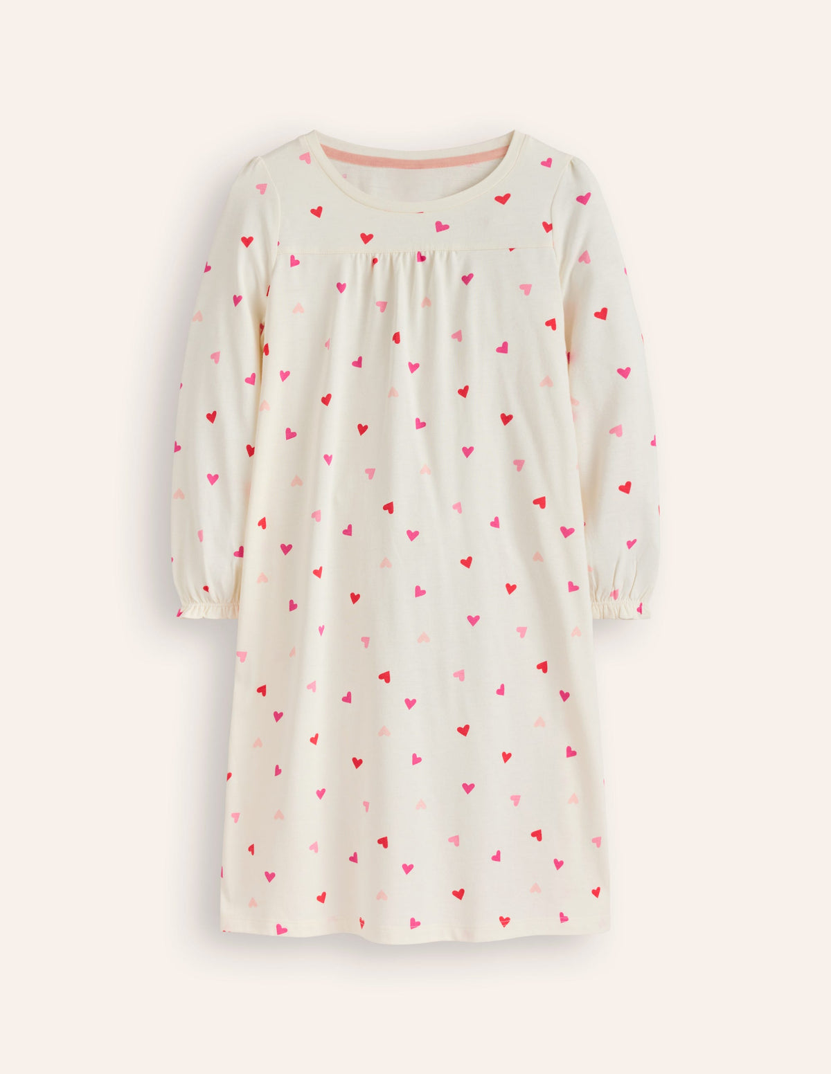 Printed Long-sleeved Nightie-Multi Hearts - Image 1