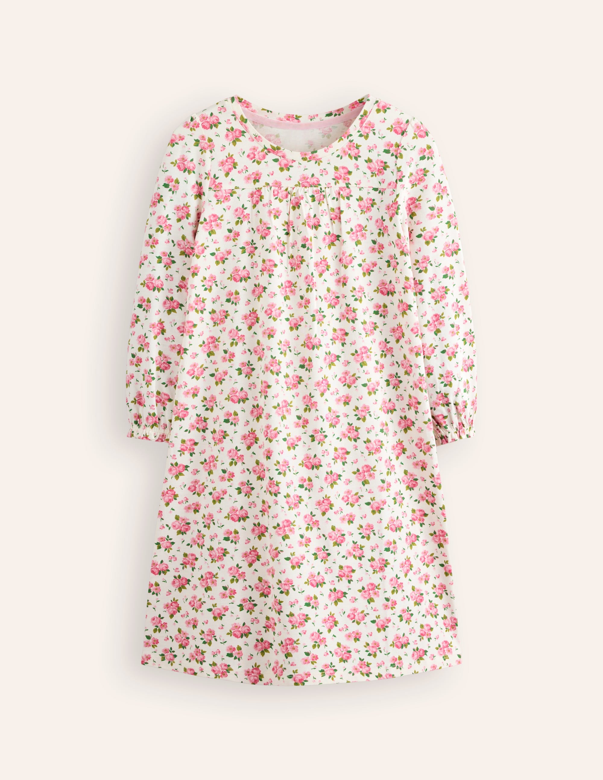 Printed Long-sleeved Nightie-Ivory Bouquet - Image 1