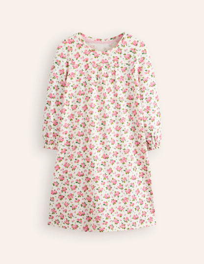 Printed Long-sleeved Nightie-Ivory Bouquet