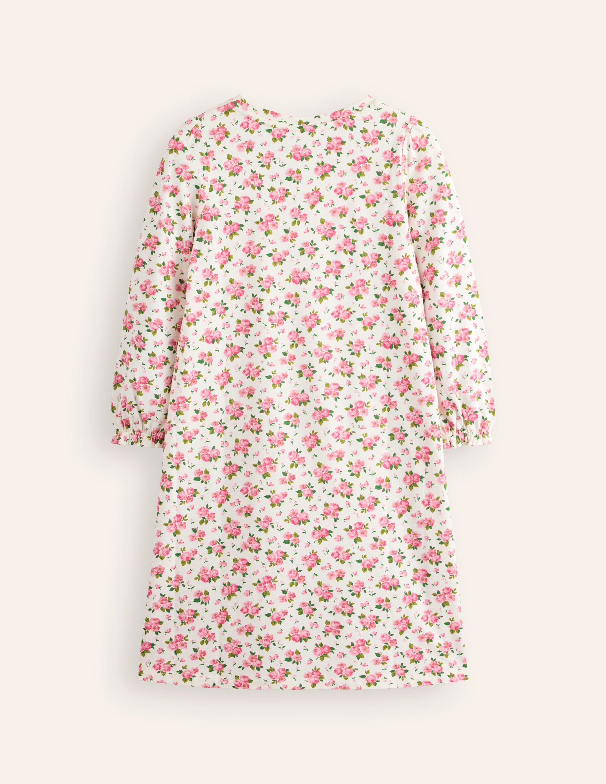 Printed Long-sleeved Nightie-Ivory Bouquet - Image 2