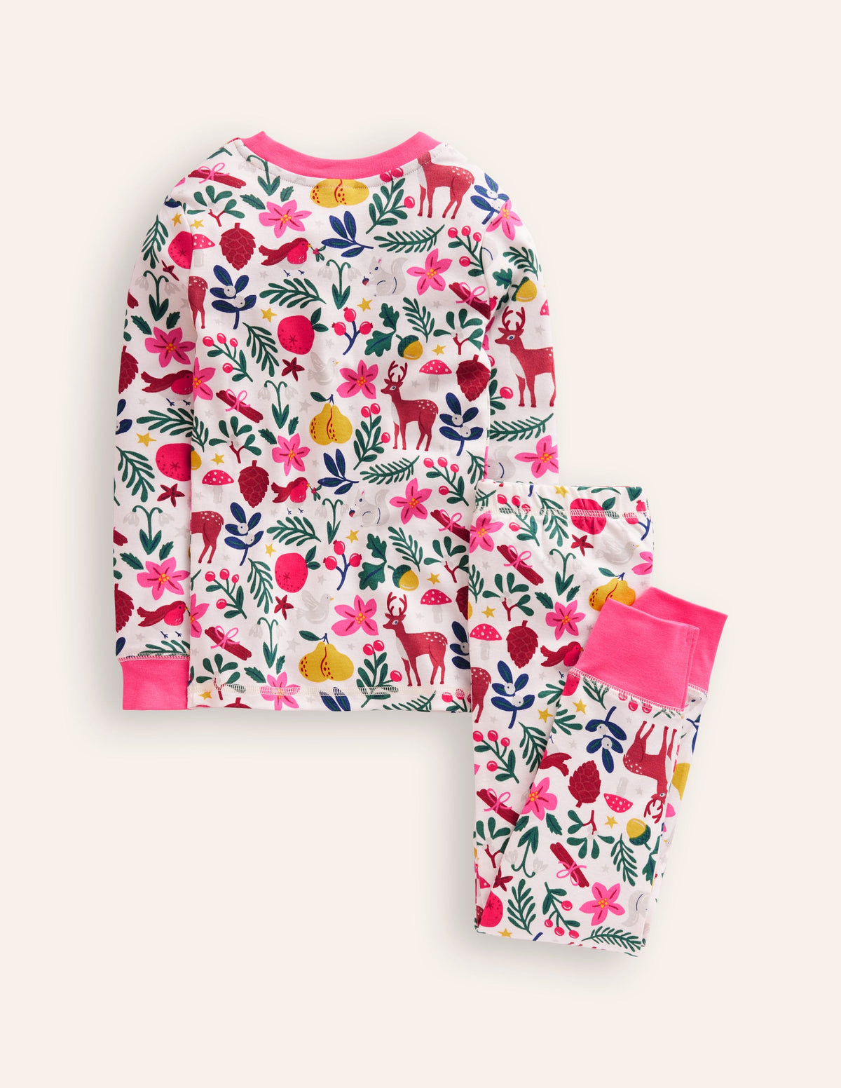 Snug Long John Pajamas-Ivory Festive - Image 2
