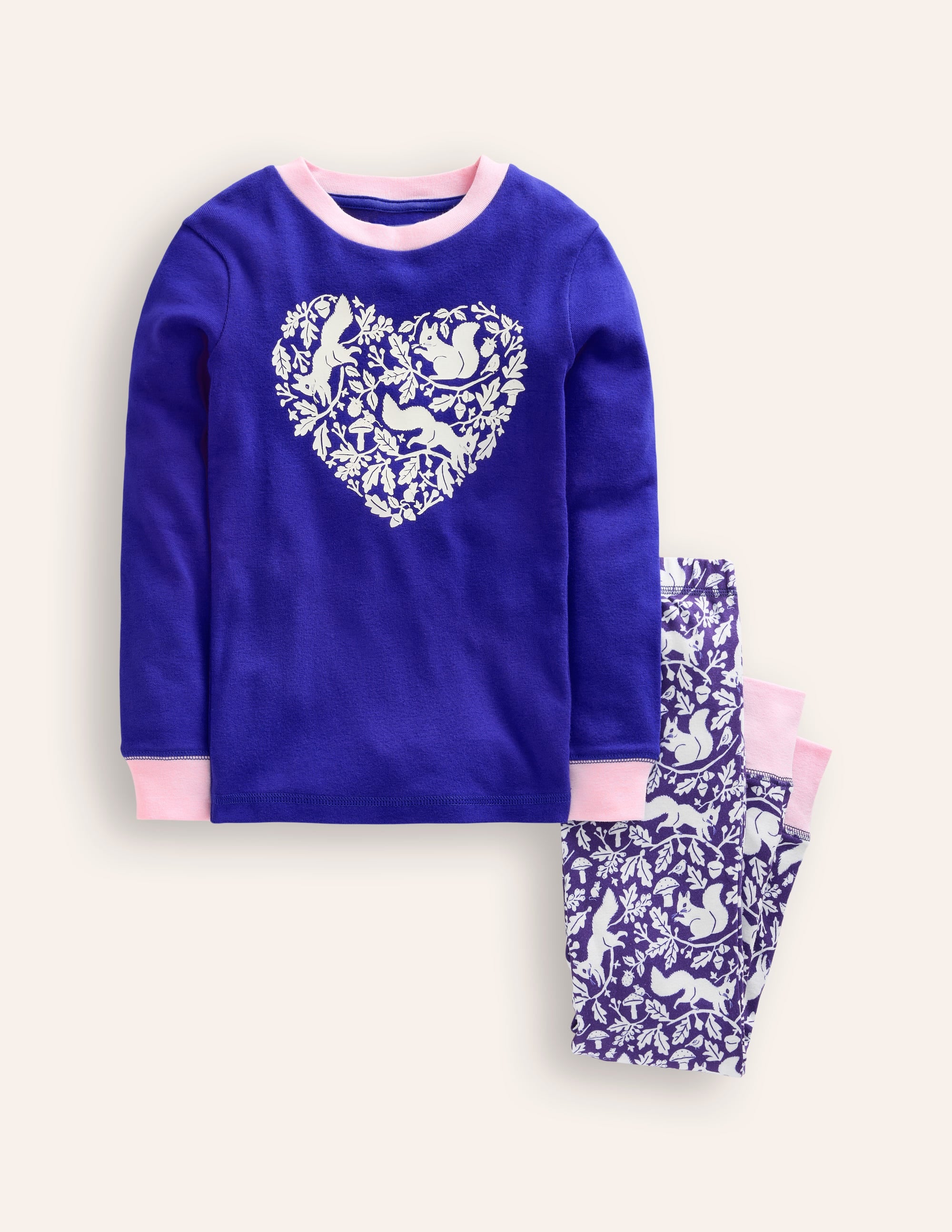 Snug Long John Pajamas-Sapphire Blue Squirrel - Image 1
