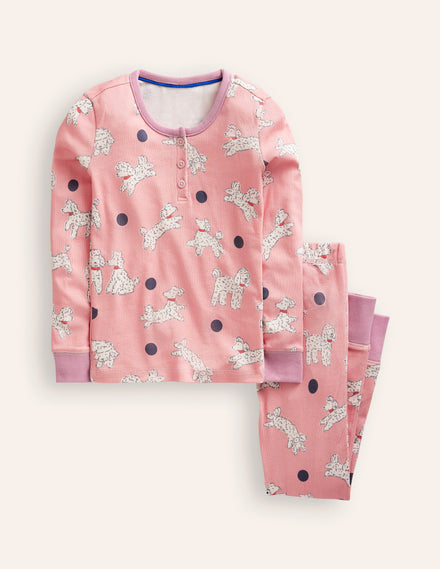 Snug Henley Pajamas-Pink Dalmatians