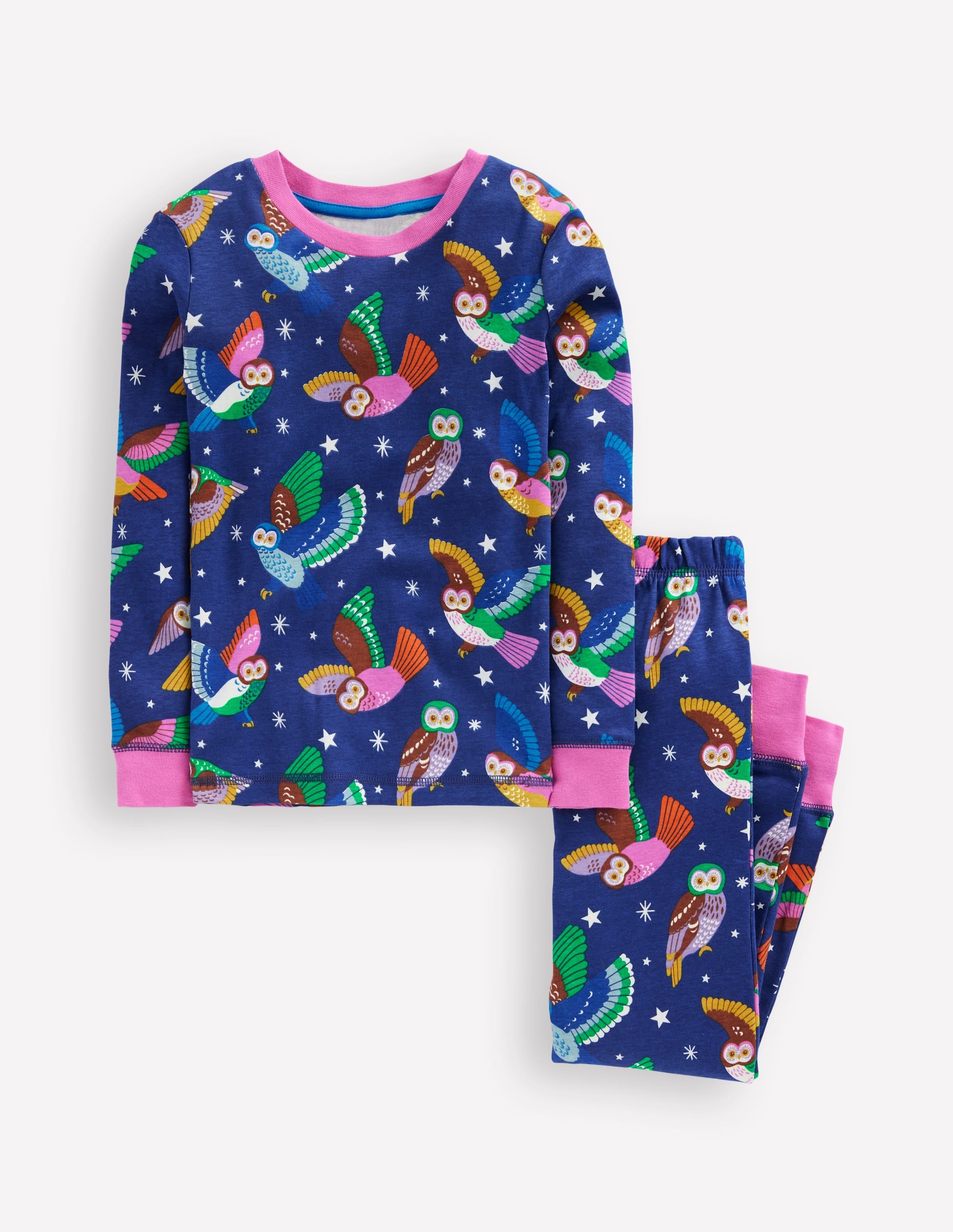 Snug Glow-In-The-Dark Pajamas-Starboard Blue Owls - Image 1