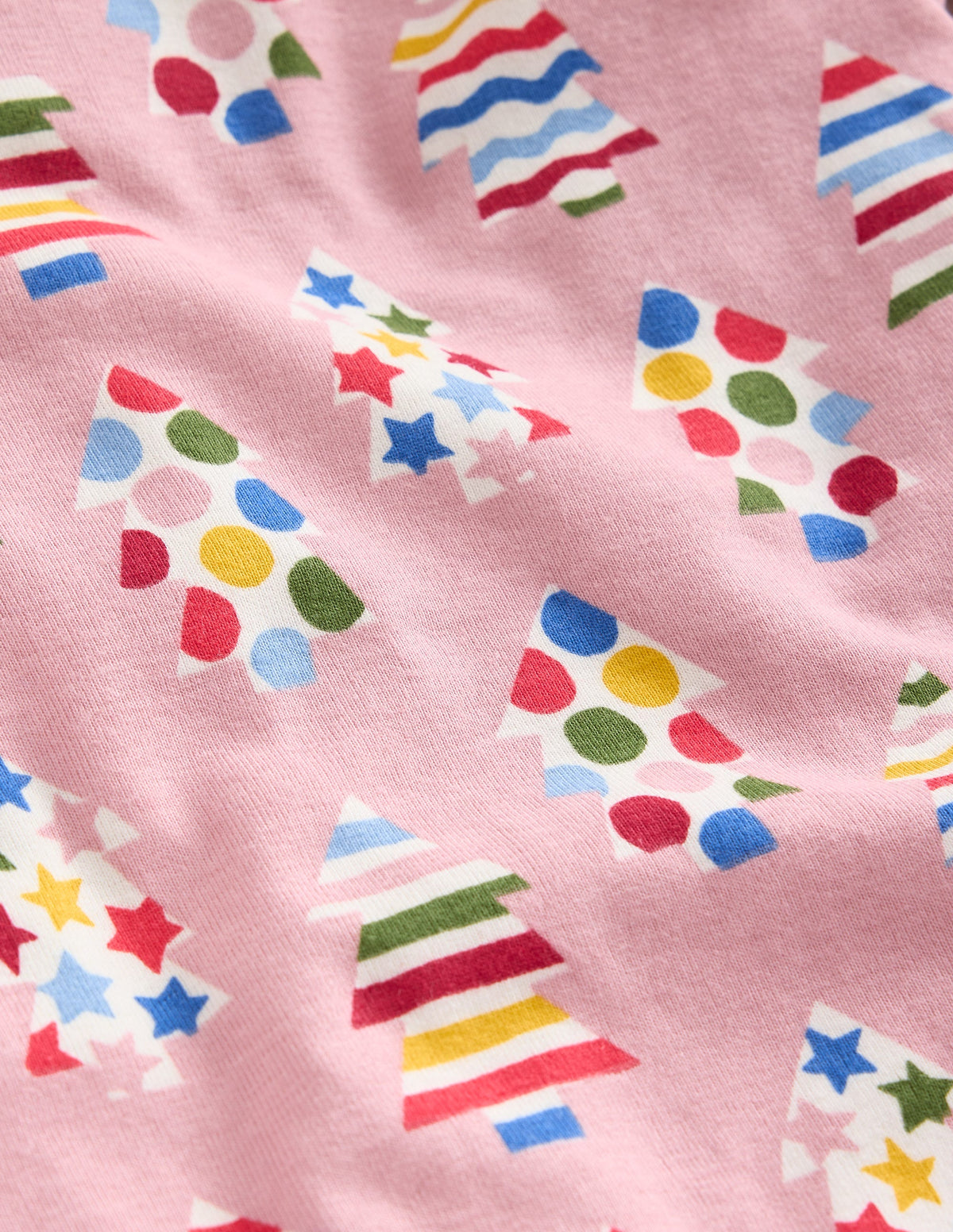 Snug Glow-In-The-Dark Pajamas-Vintage Pink Christmas Trees - Image 3