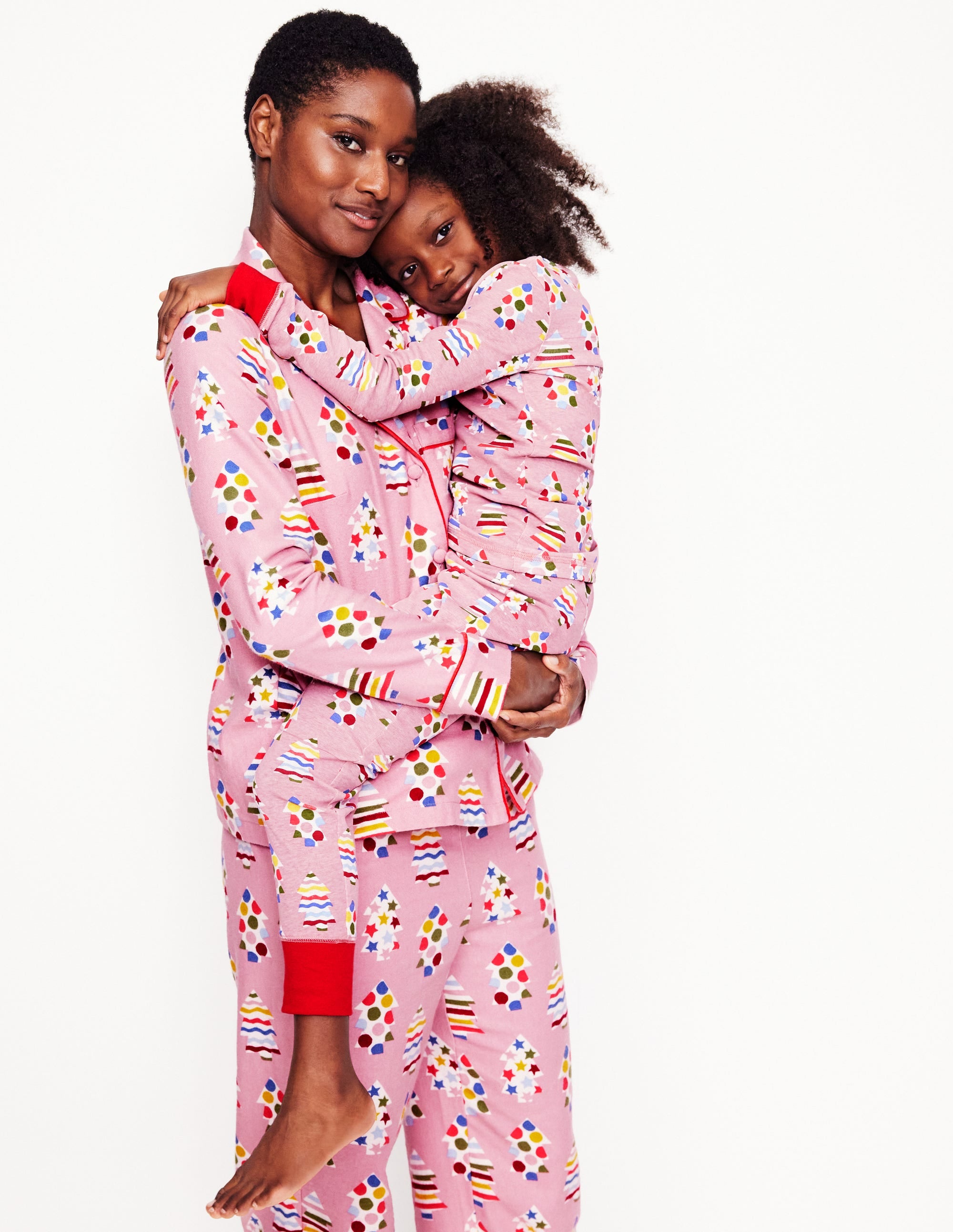 Snug Glow-In-The-Dark Pajamas-Vintage Pink Christmas Trees - Image 4