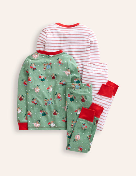 Twin Pack Snug Pajamas-Eucalyptus Bunnies