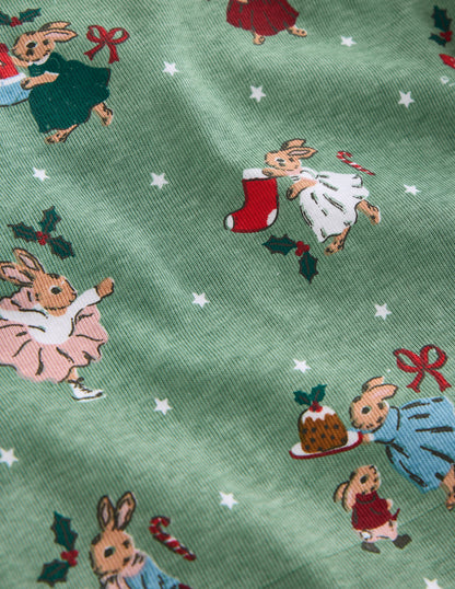 Twin Pack Snug Pajamas-Eucalyptus Bunnies