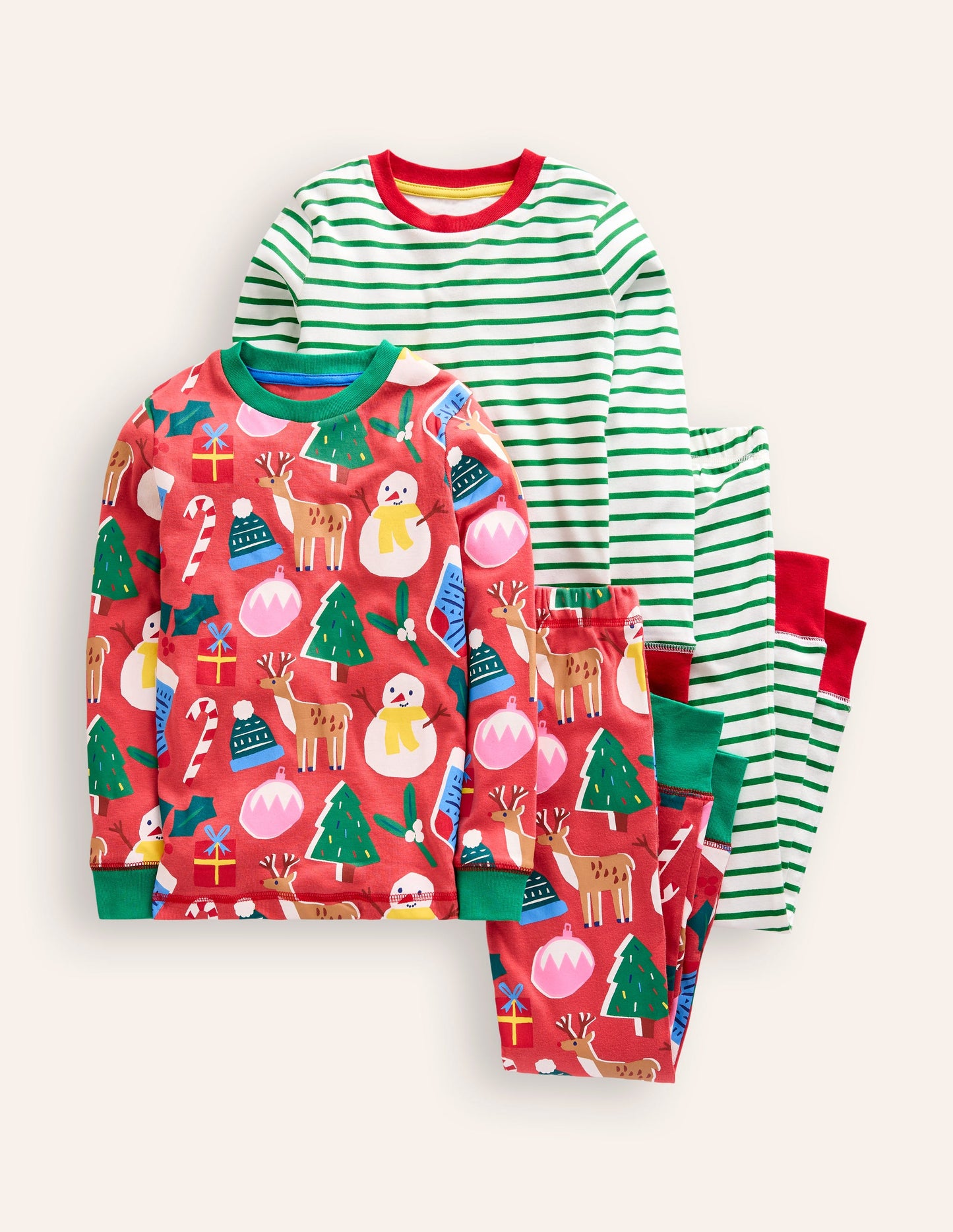 Twin Pack Snug Pajamas-Jam Red Christmas