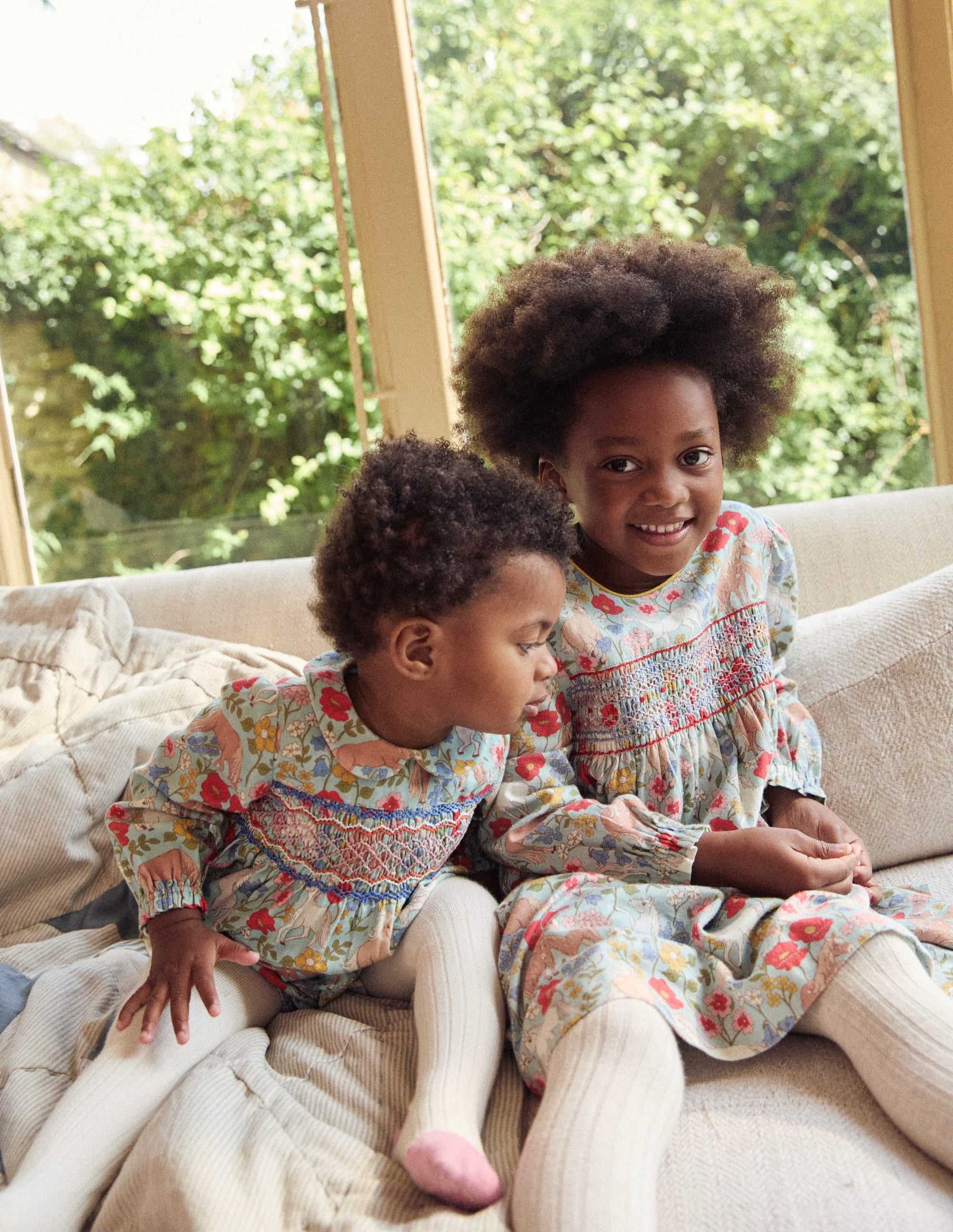 Bess Cosy Smocked Dress-Blue Frost Pony Floral - Image 8