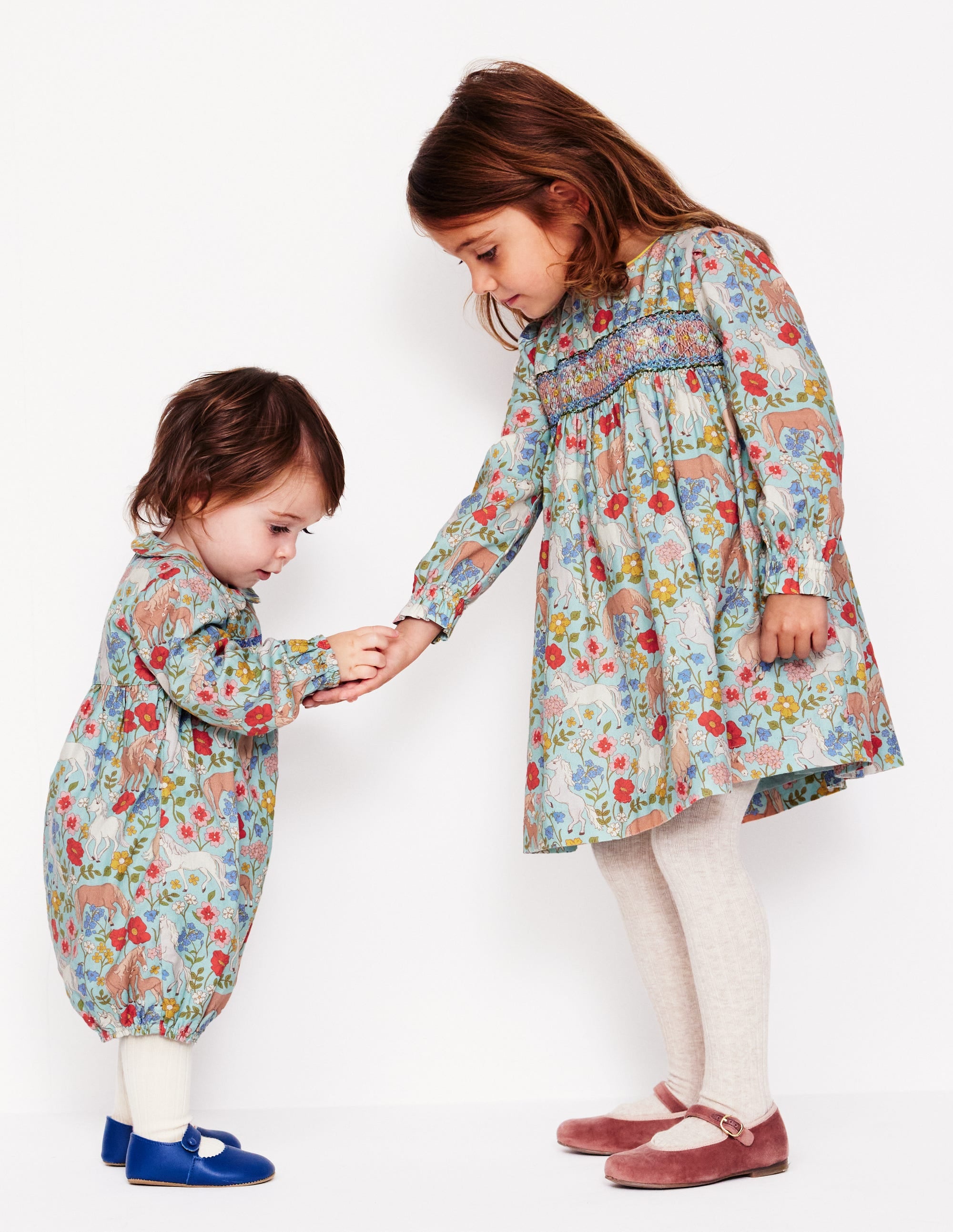 Bess Cosy Smocked Dress-Blue Frost Pony Floral - Image 9