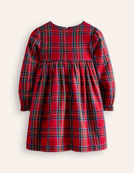 Bess Cosy Smocked Dress-Red and Blue Check