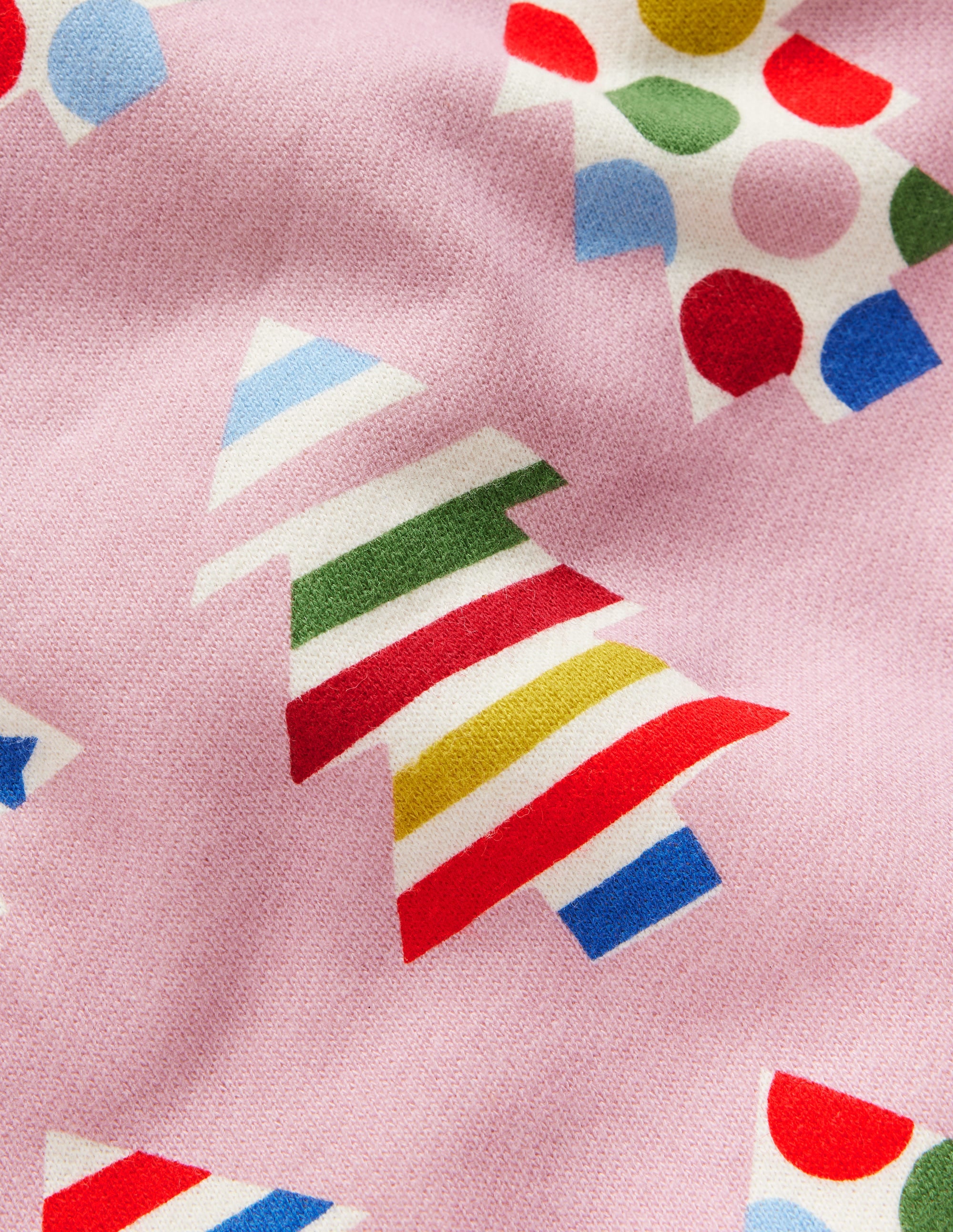 Printed Relaxed Sweatshirt-Vintage Pink Christmas Trees - Image 3