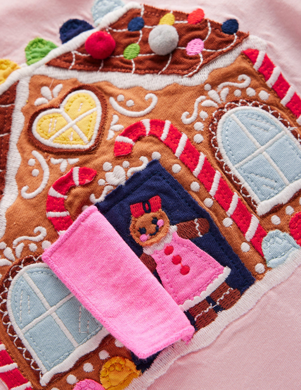 Lift The Flap T-Shirt-Chalk Pink Gingerbread House - Image 3