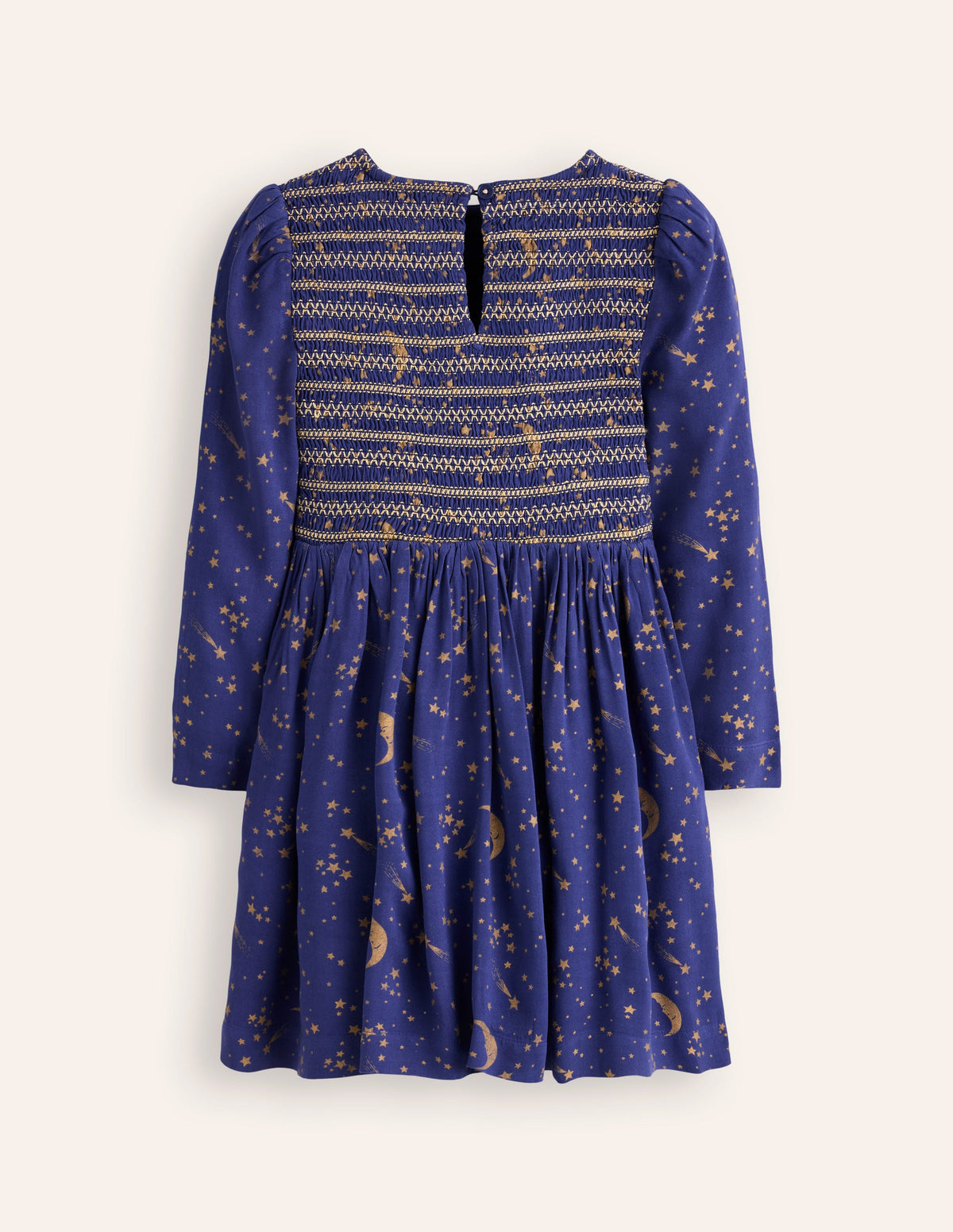 Shirred Bodice Woven Dress-Starboard Blue Starry Sky - Image 2