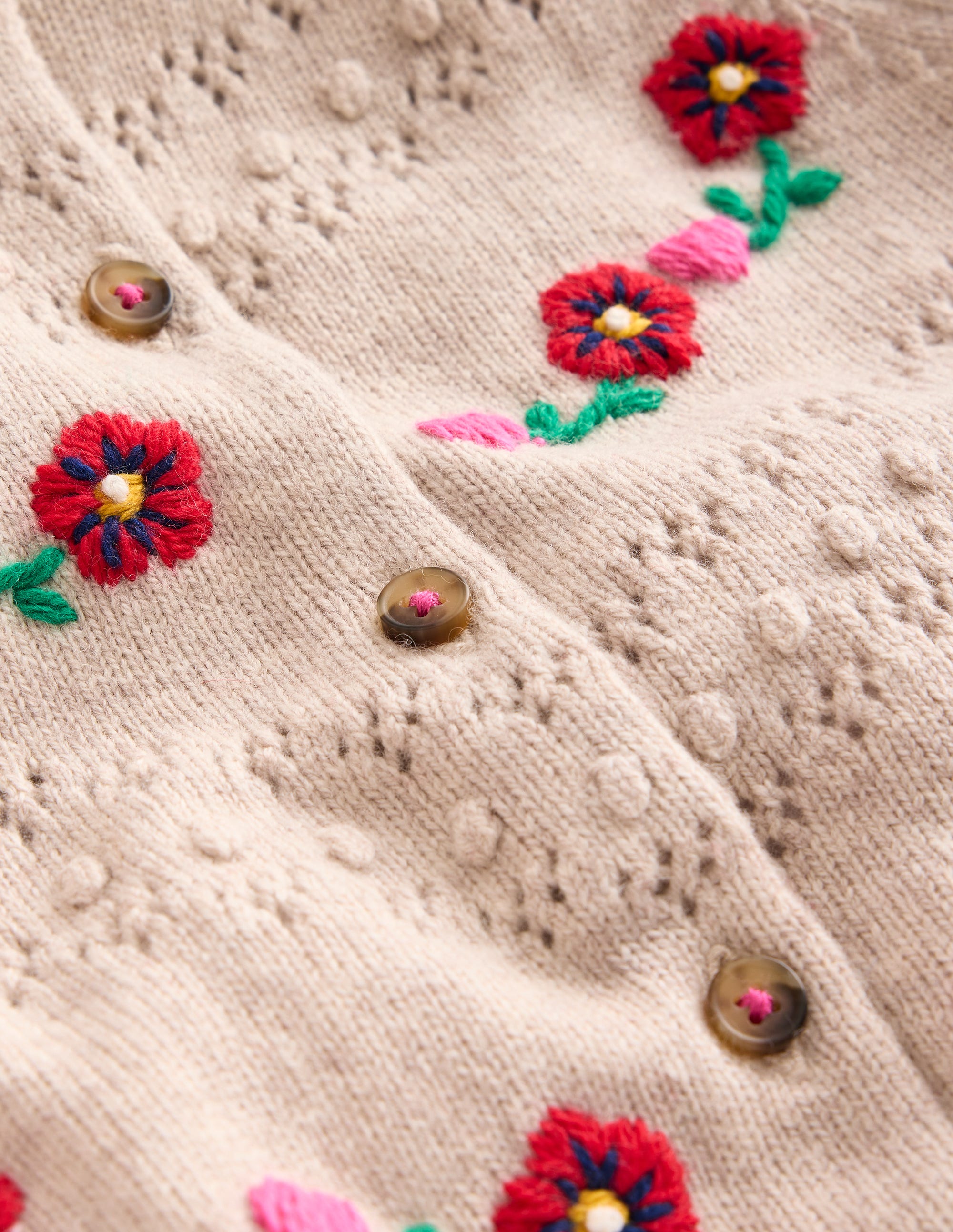 Faye Embroidered Cardigan-Ecru Marl - Image 4