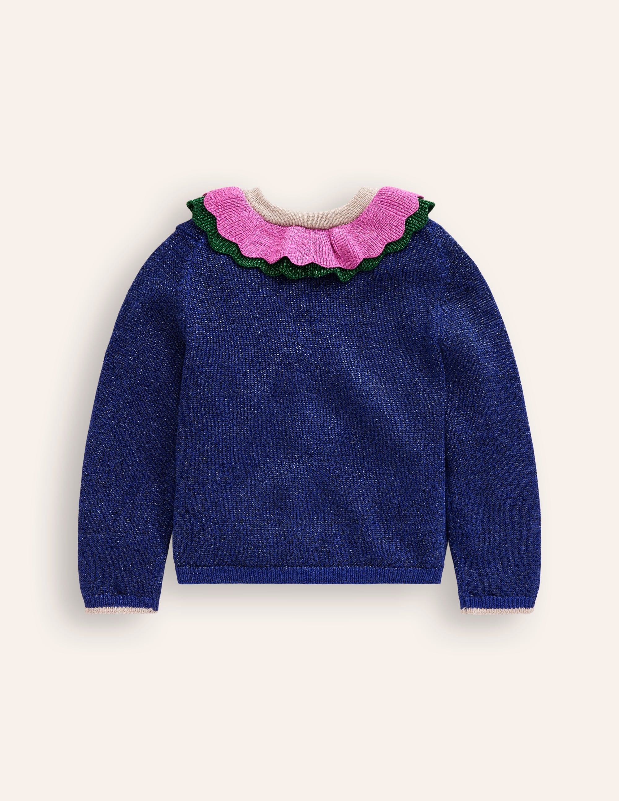 Frill Sparkle Cardigan-Navy Multi Sparkle - Image 2