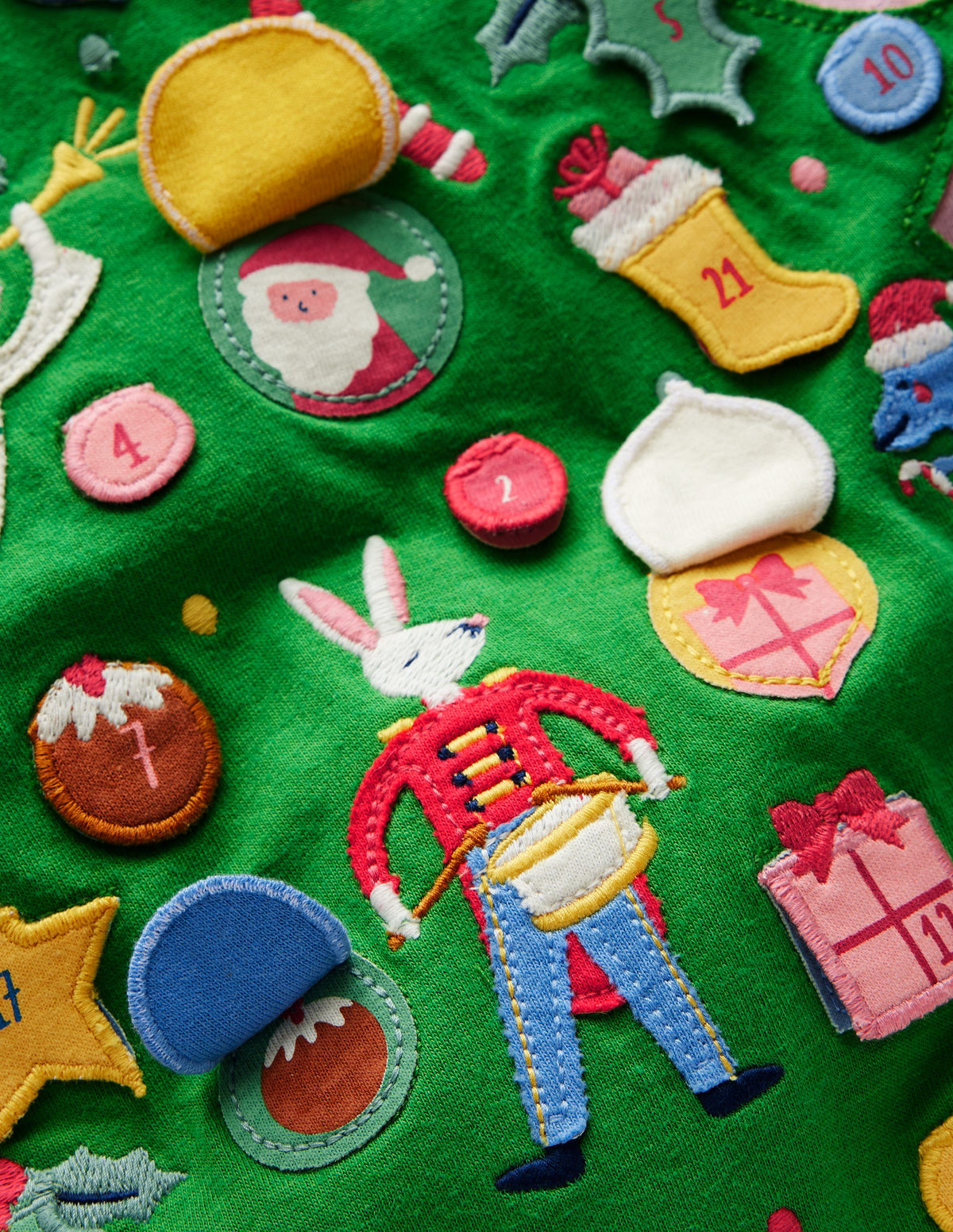 Advent Calendar Appliqué Dress-Vintage Pink Christmas Tree - Image 3