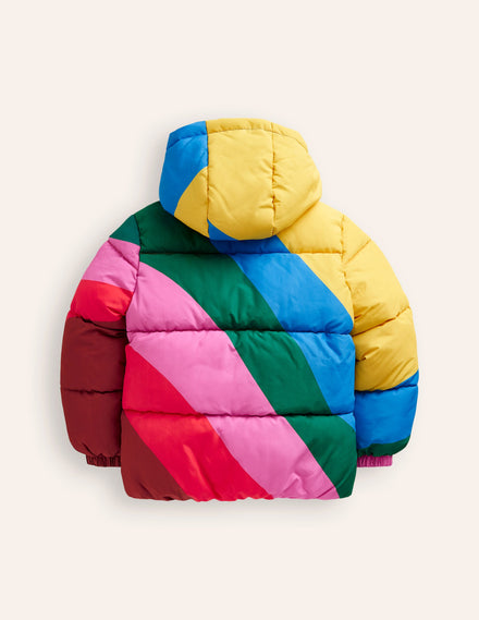 Fun Padded Coat-Rainbow Wave