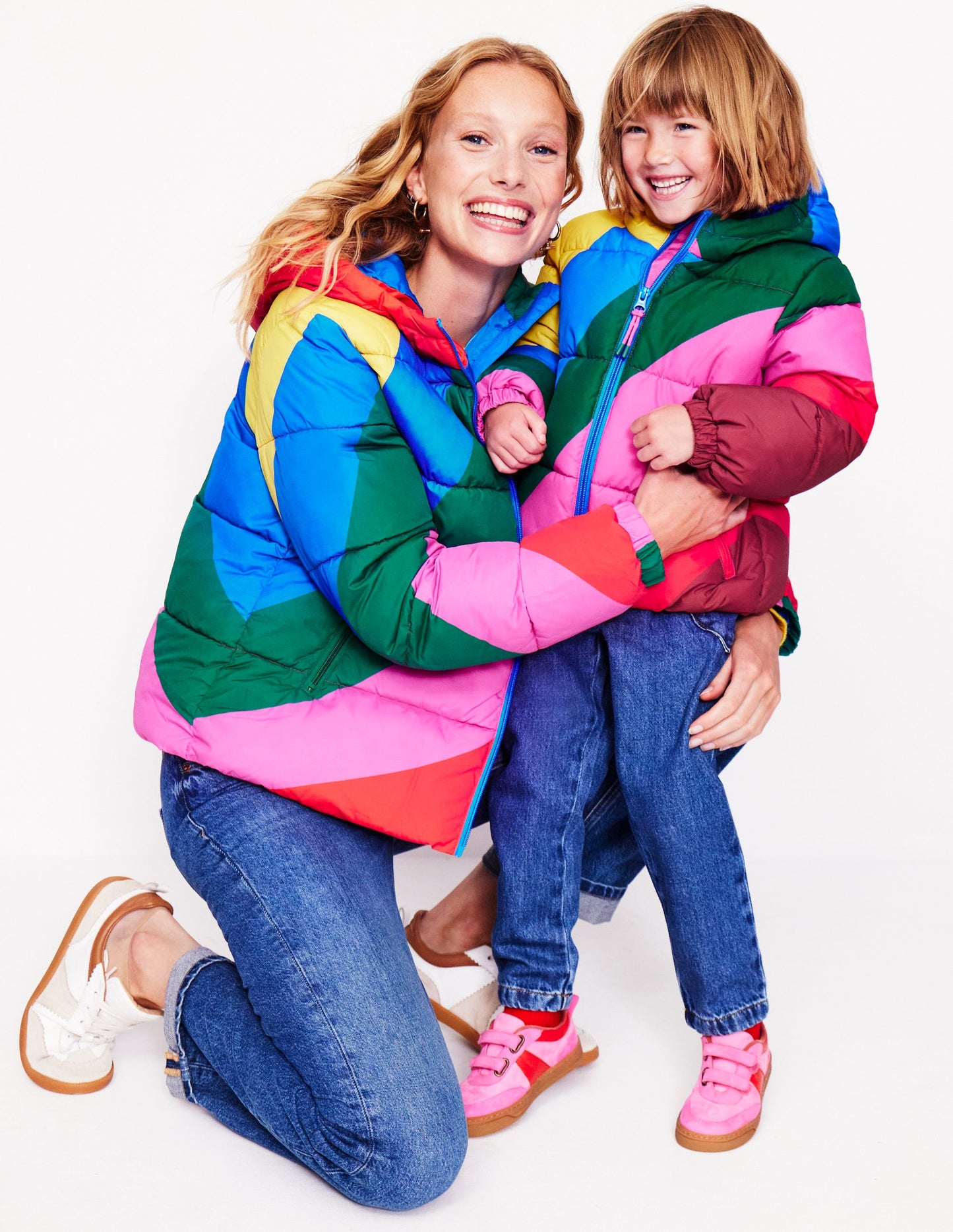 Fun Padded Coat-Rainbow Wave