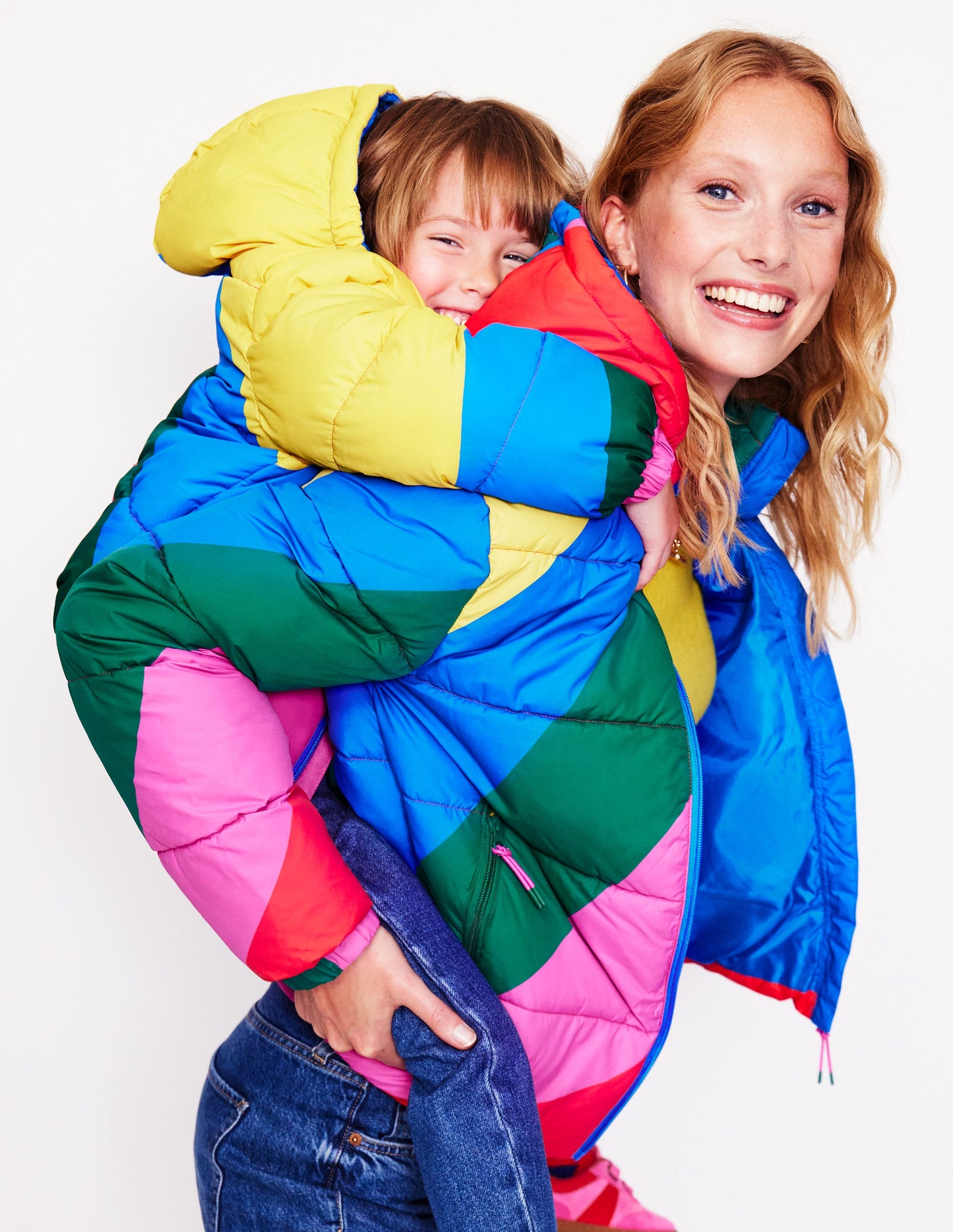 Fun Padded Coat-Rainbow Wave