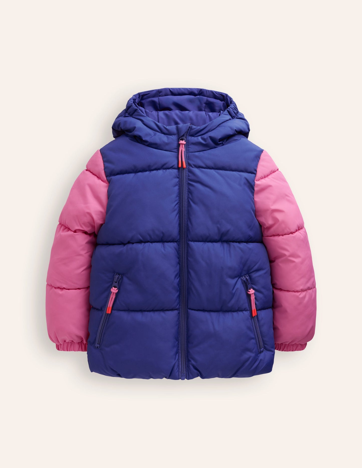 Fun Padded Coat-Colourblock Flower