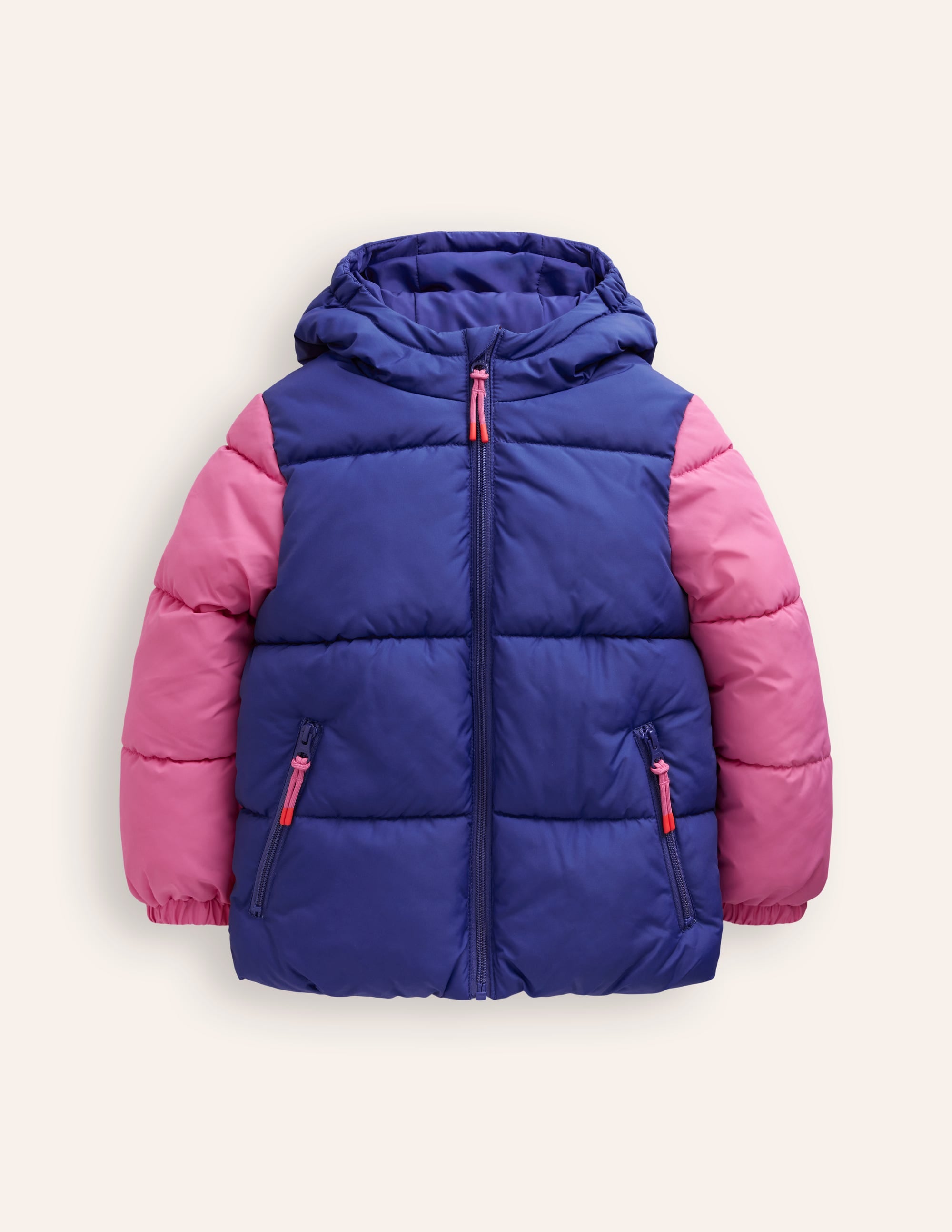 Fun Padded Coat-Colourblock Flower - Image 1