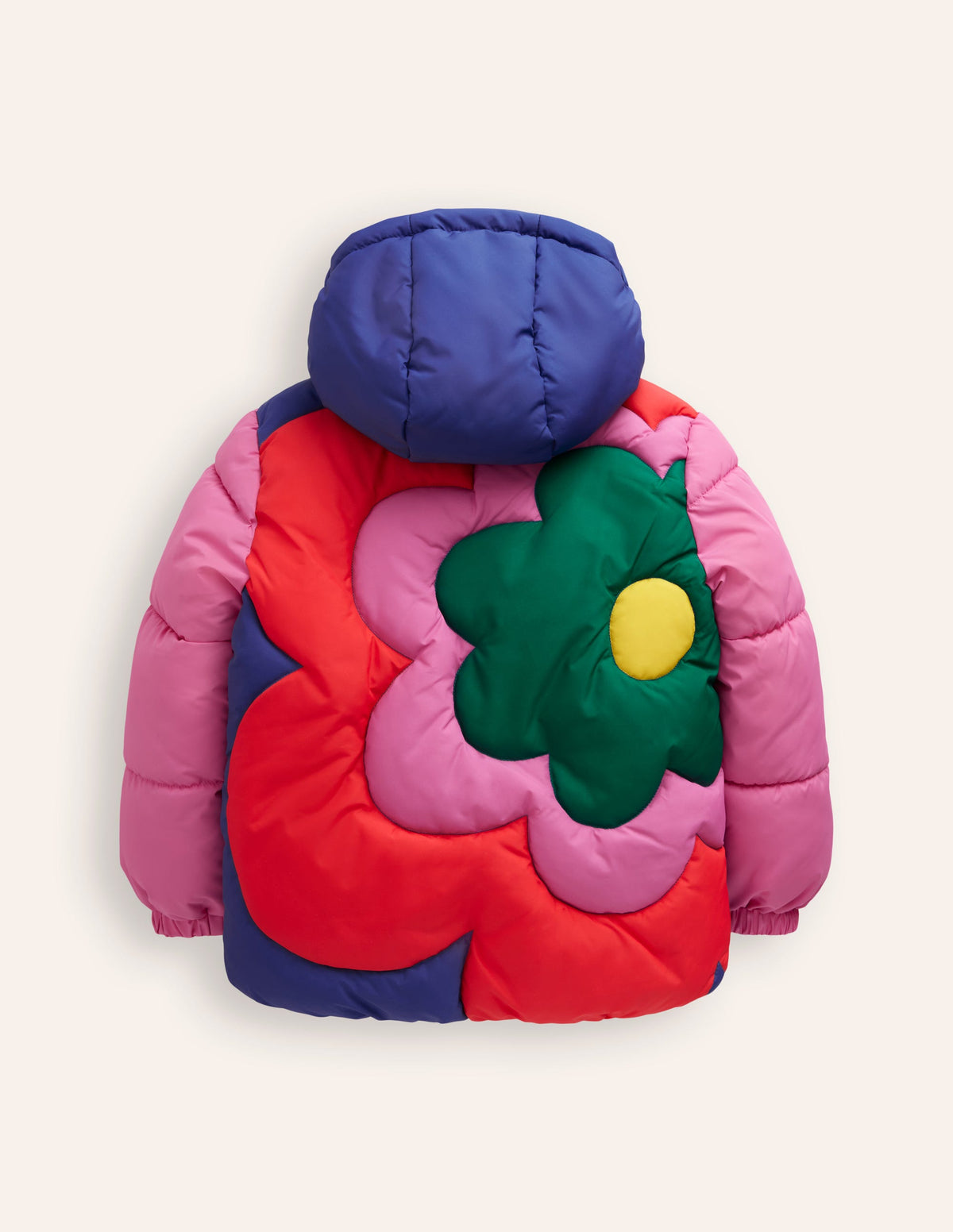Fun Padded Coat-Colourblock Flower - Image 2