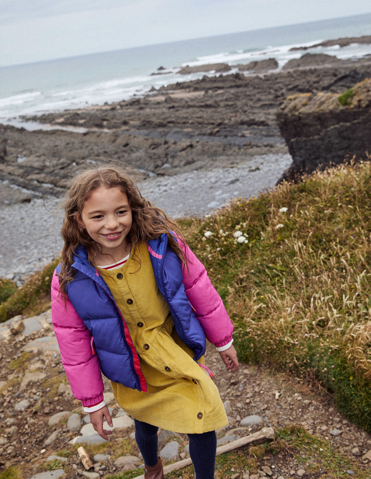 Fun Padded Coat-Colourblock Flower - Image 6