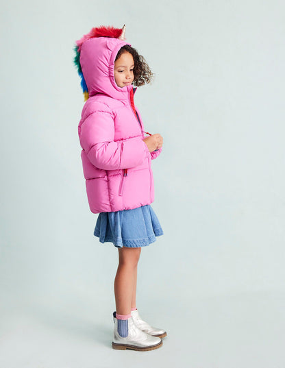 Fun Padded Coat-Pink Unicorn