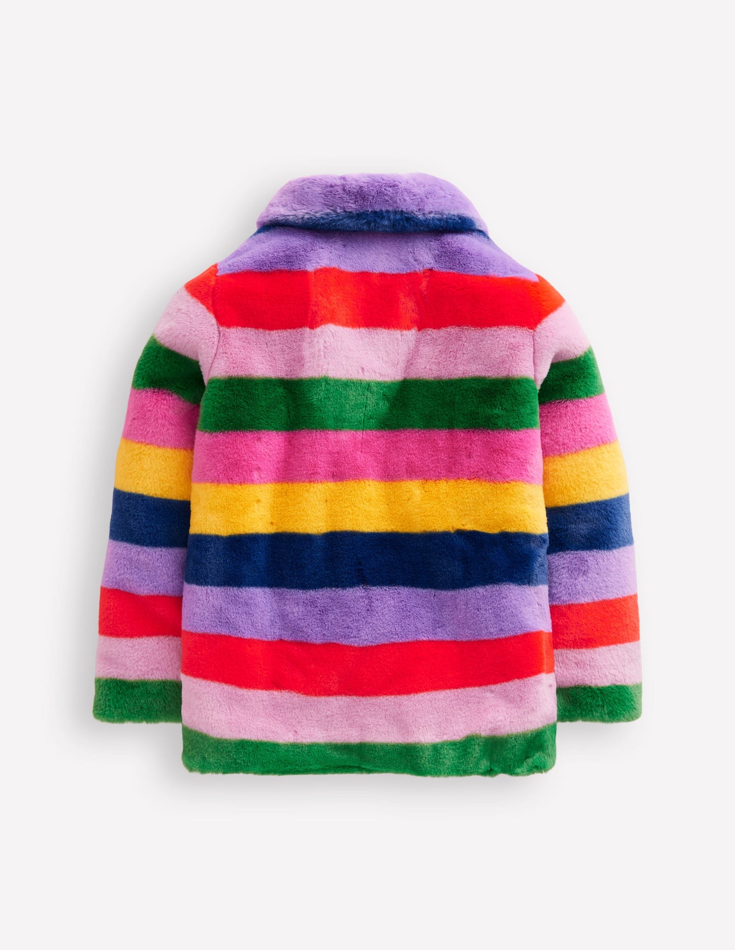 Fun Faux Fur Coat-Rainbow Fur Stripe